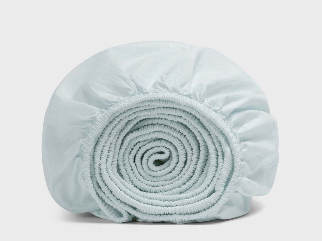 Drap-housse enfant percale de coton bleu pétillant