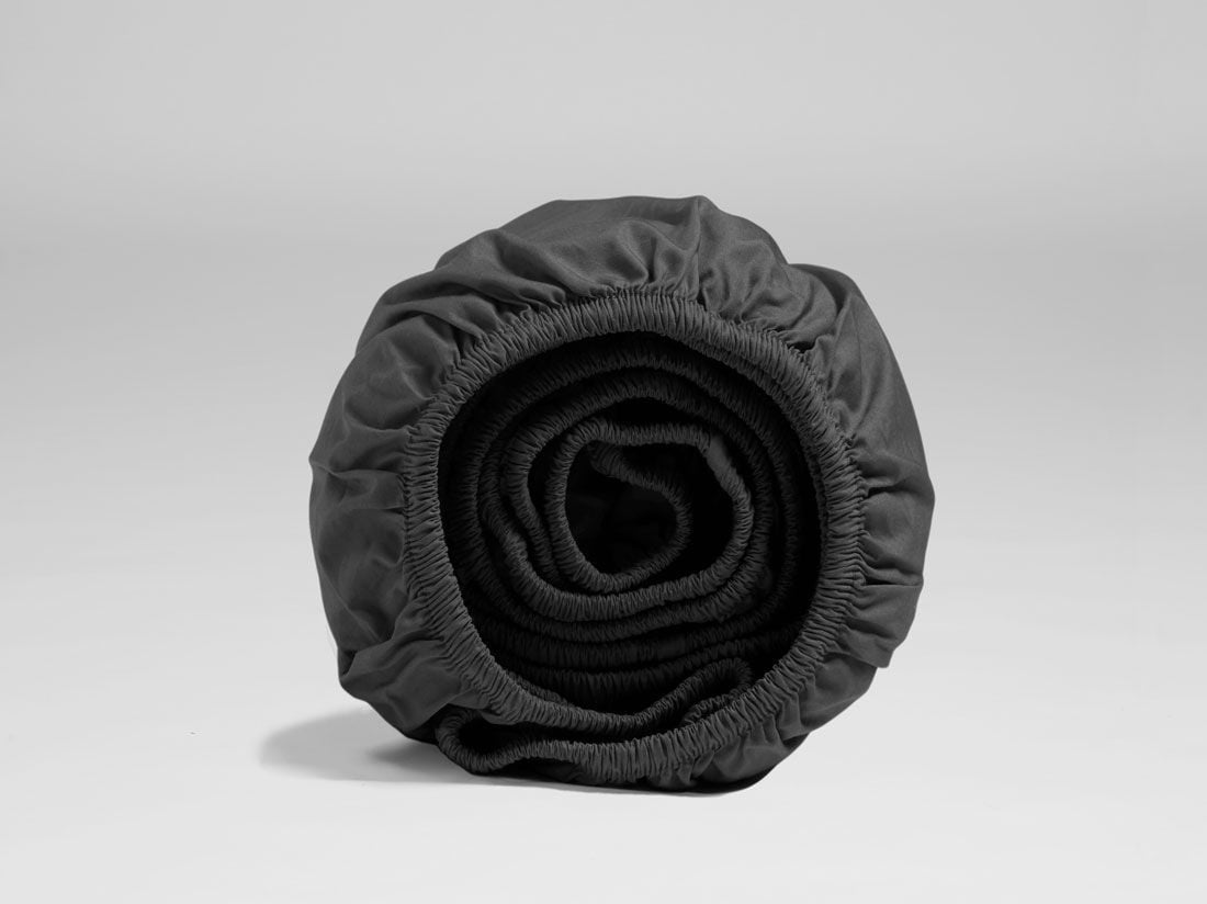 Drap-housse percale de coton gris foncé