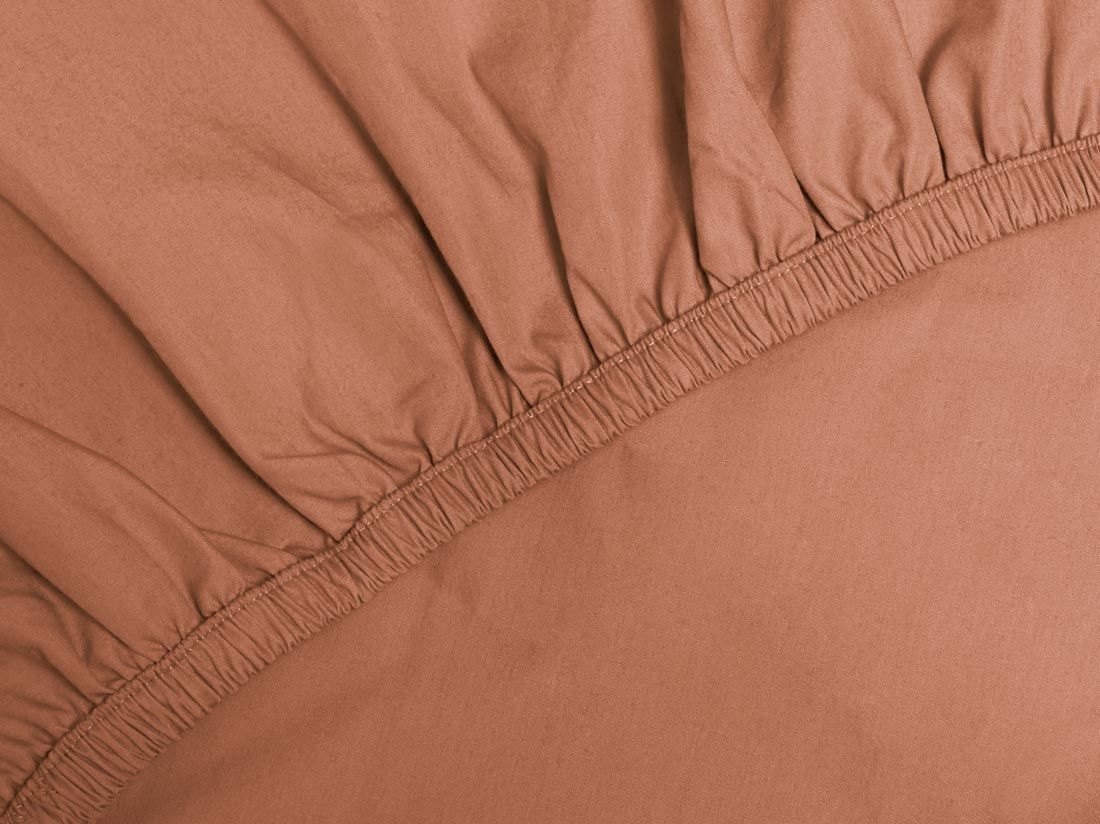 Drap-housse percale de coton terracotta