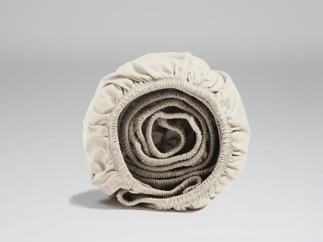 Drap-housse extra haut percale de coton blanc sable