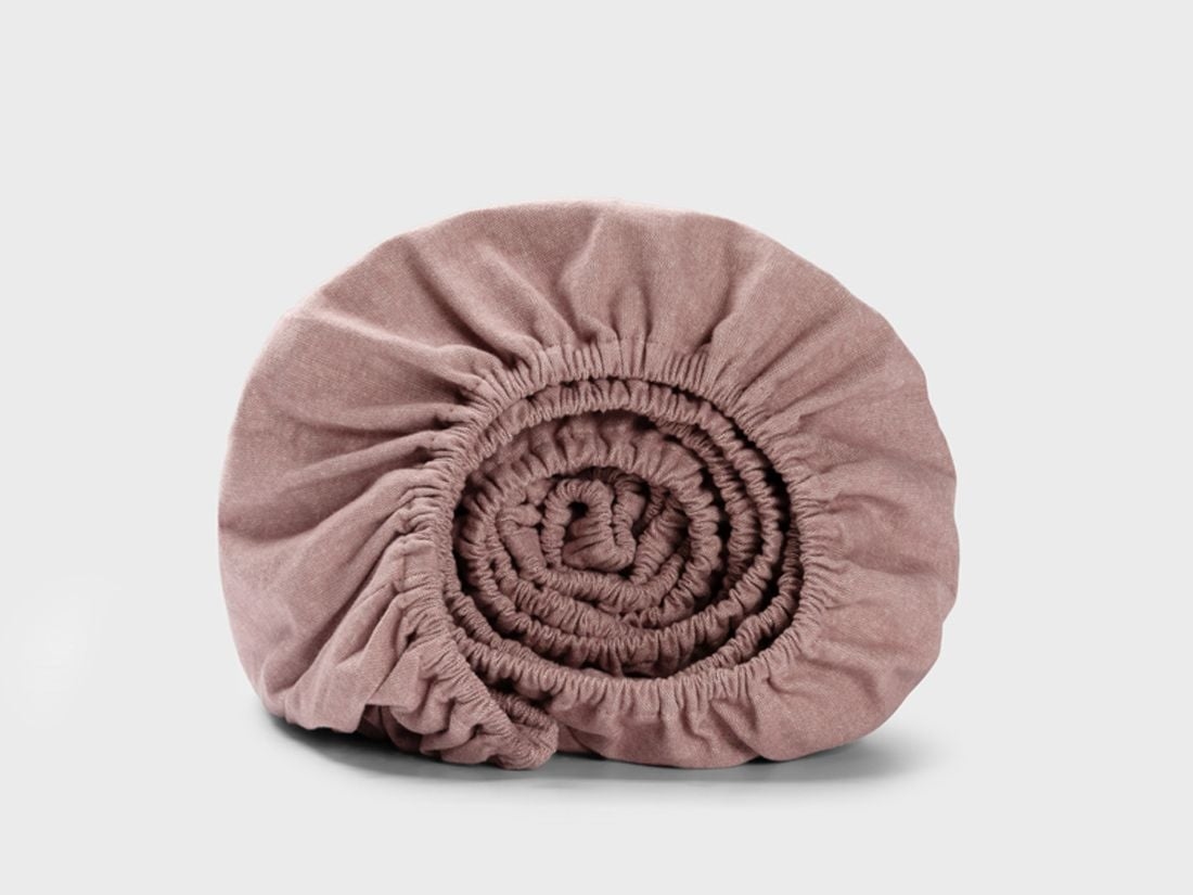 Drap-housse flanelle de coton mauve chambray