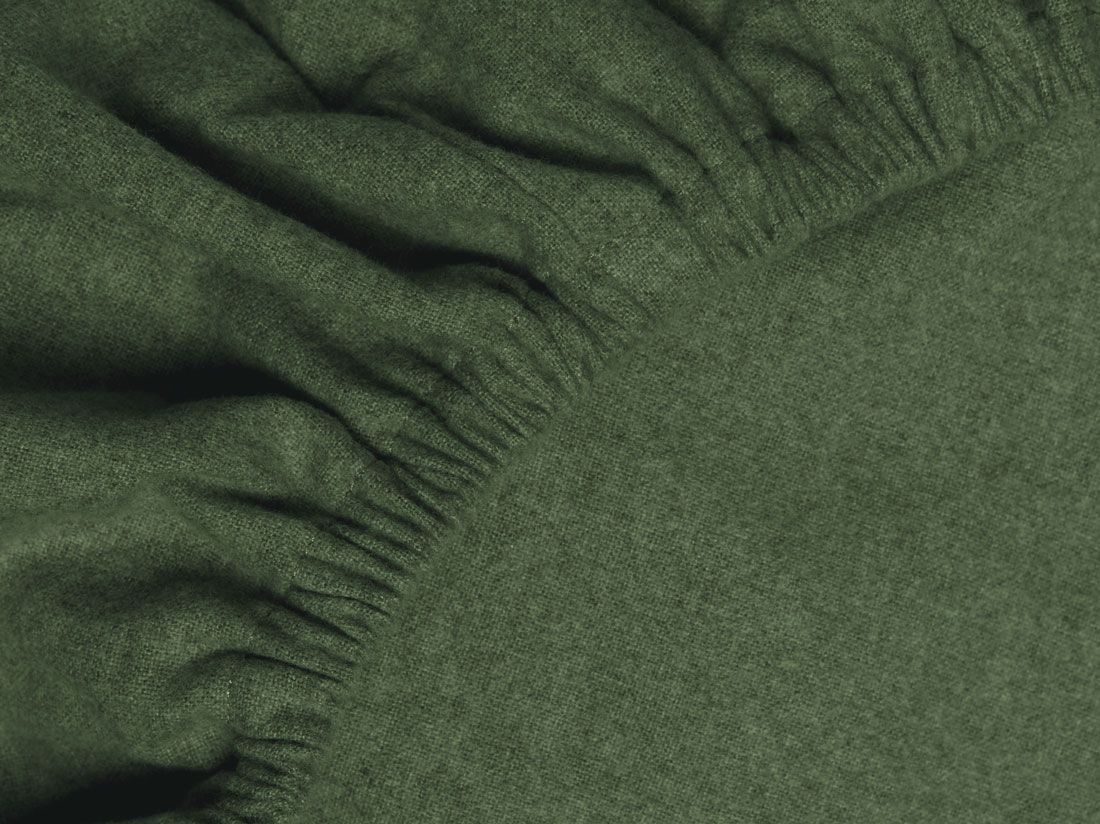 Drap-housse flanelle de coton vert mousse