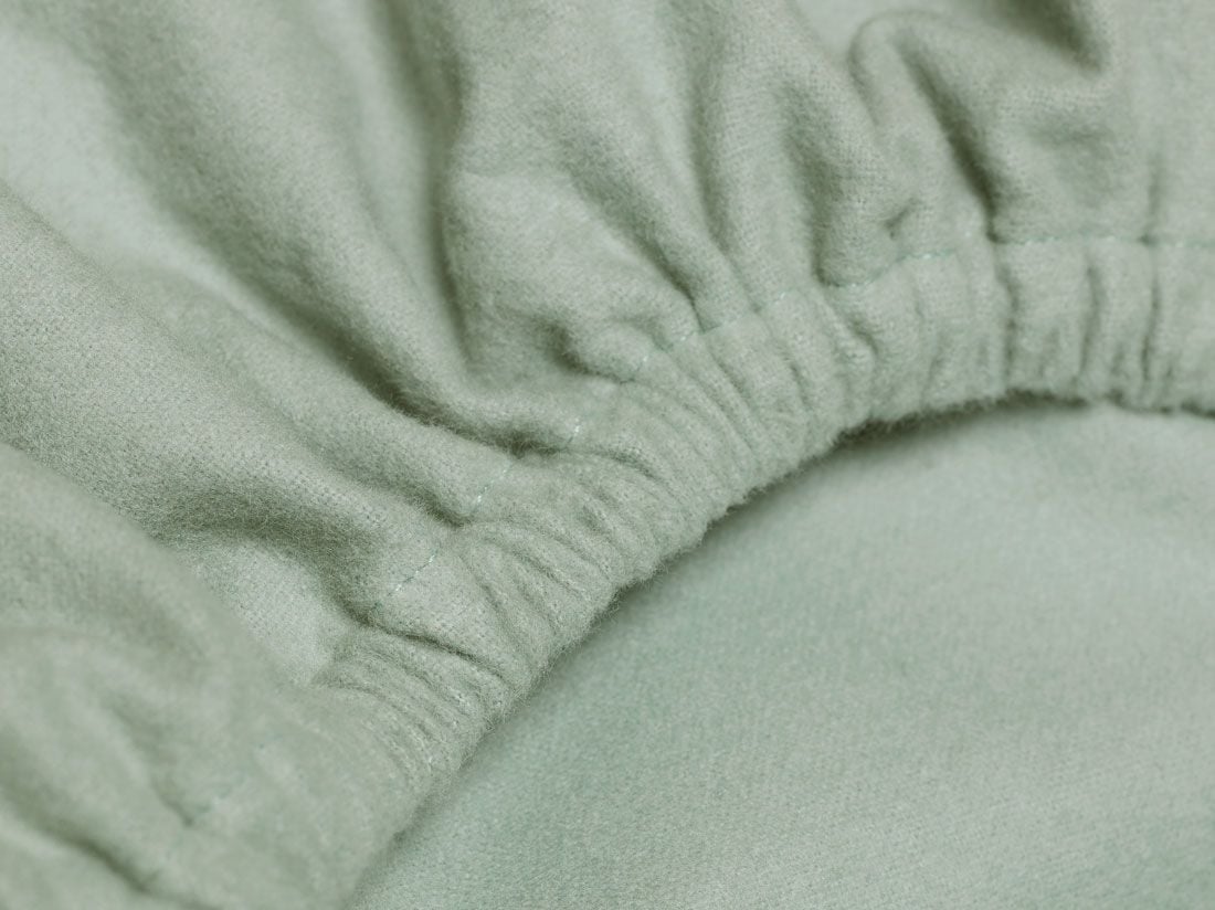 Drap-housse flanelle de coton vert pâle 180x200x30
