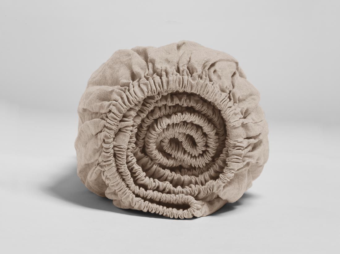 Drap-housse lin lavé rose poussiéreux 90x200x30