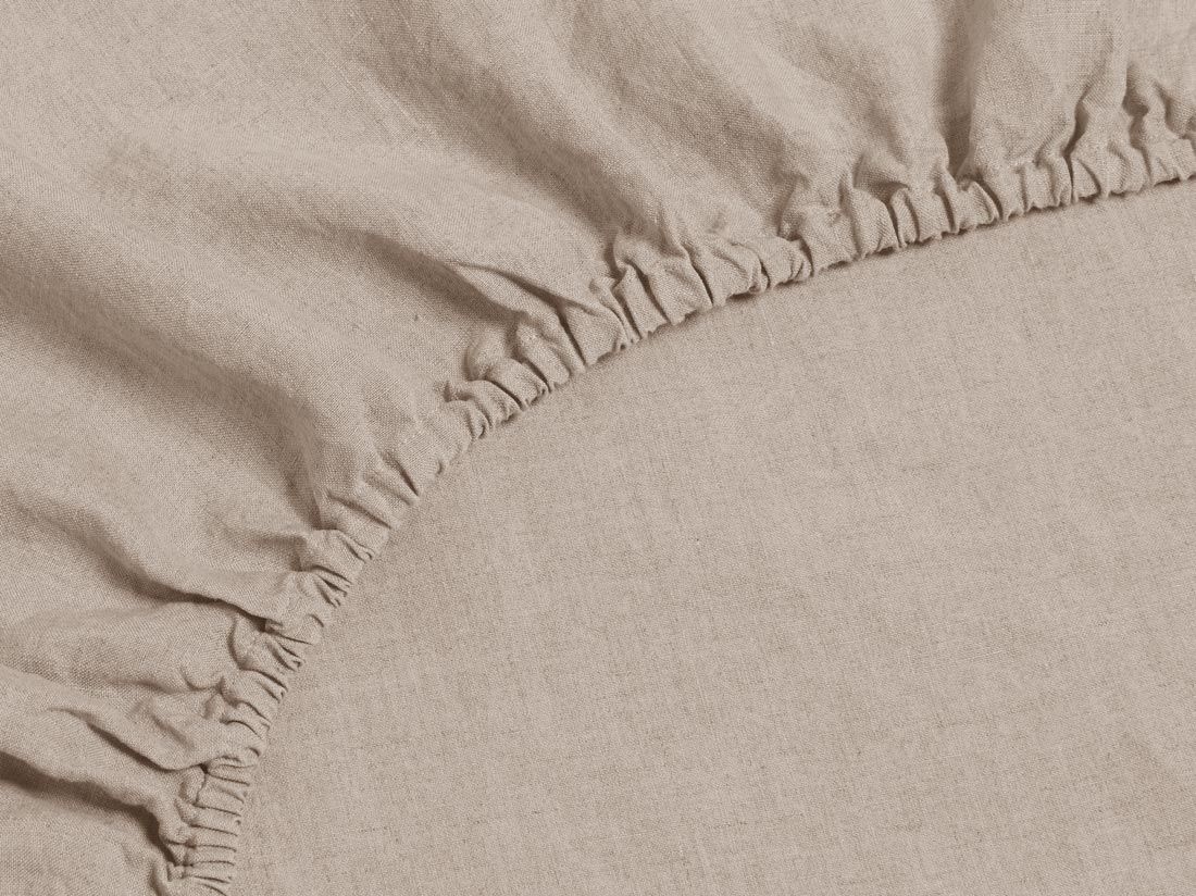 Drap-housse lin lavé rose poussiéreux