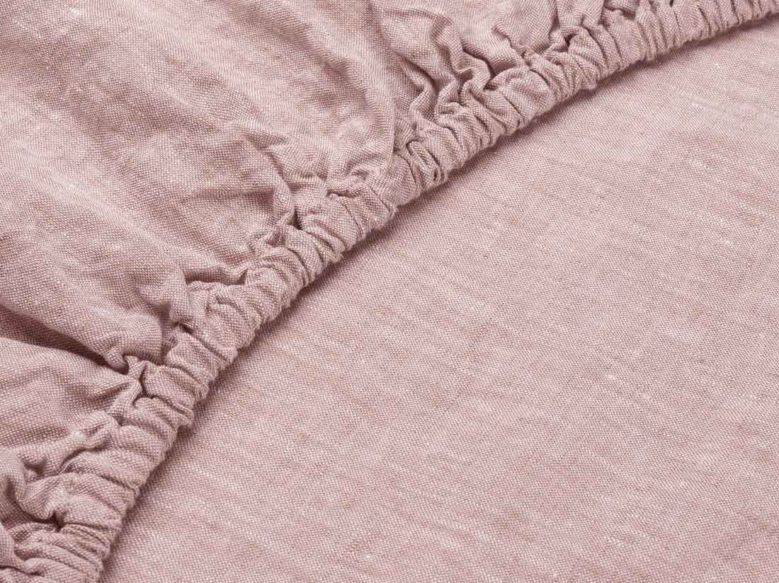 Drap-housse lin lavé rose chambray