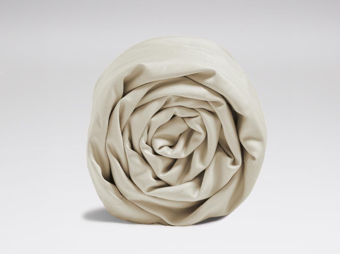 Drap plat satin de coton gris sable