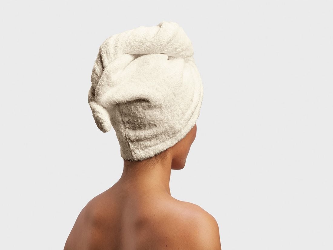 Serviette cheveux éponge blanc sable