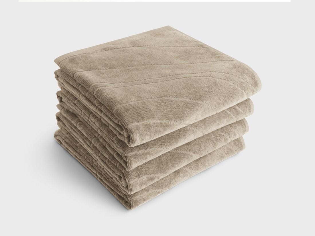 Serviettes de toilette en velours taupe classique 50x100 - 4 pcs