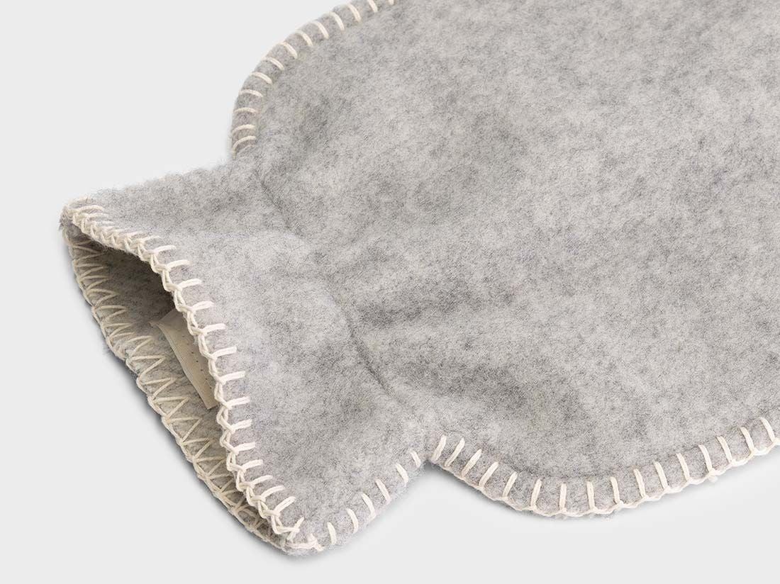 Housse de bouillotte en laine mérinos mélange gris 36x20