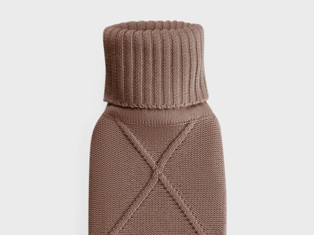 Housse de bouillotte XL en coton marron cacao 78x12