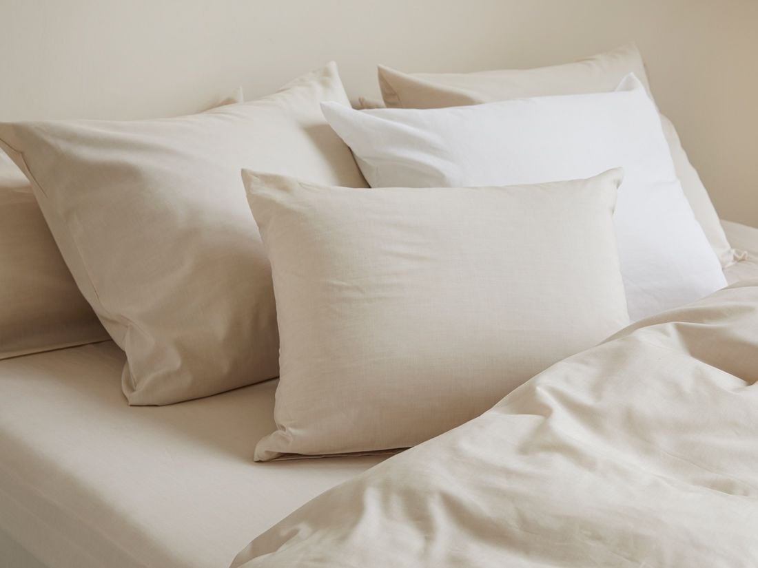 Taie d'oreiller coton TENCEL™ latte chambray