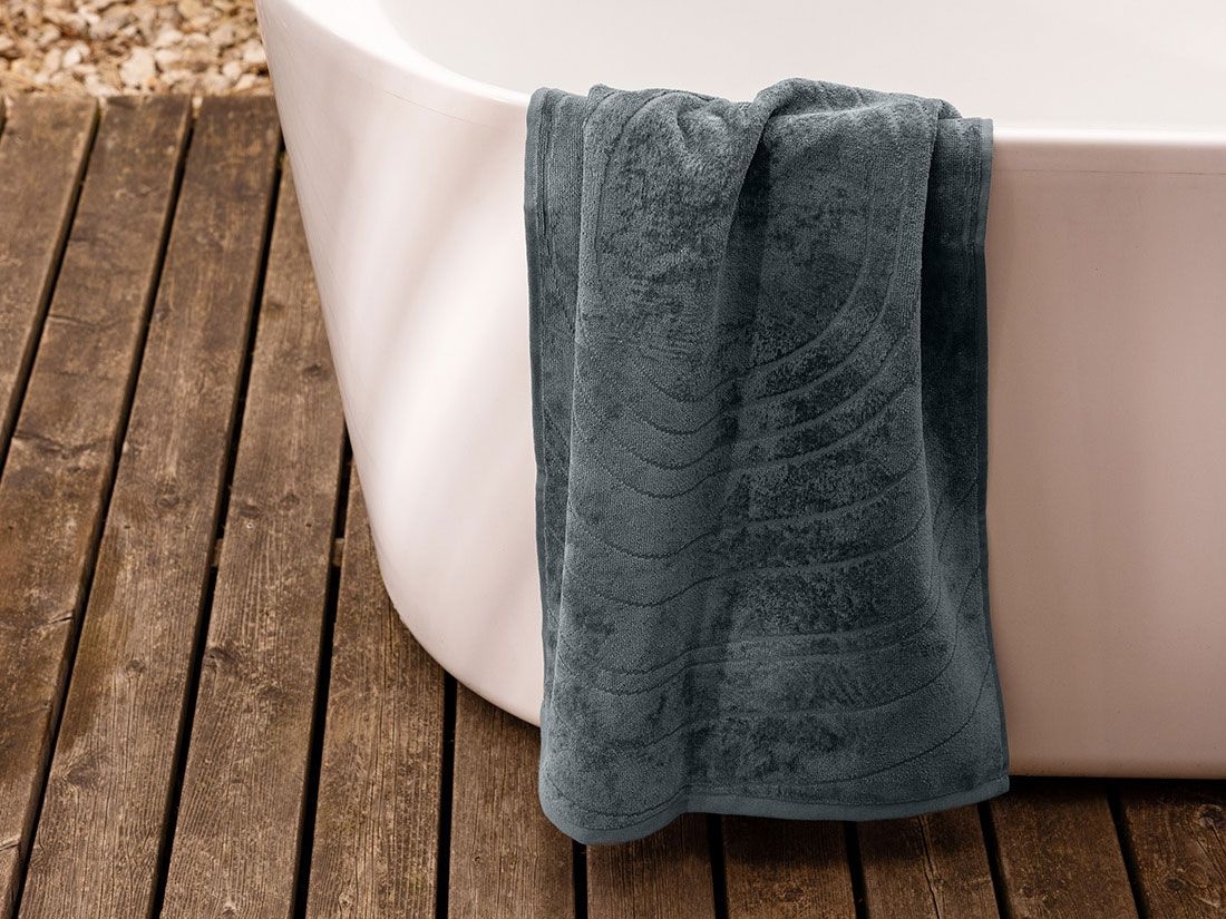 Serviette de bain en velours bleu galet 70x140 - 2 pcs