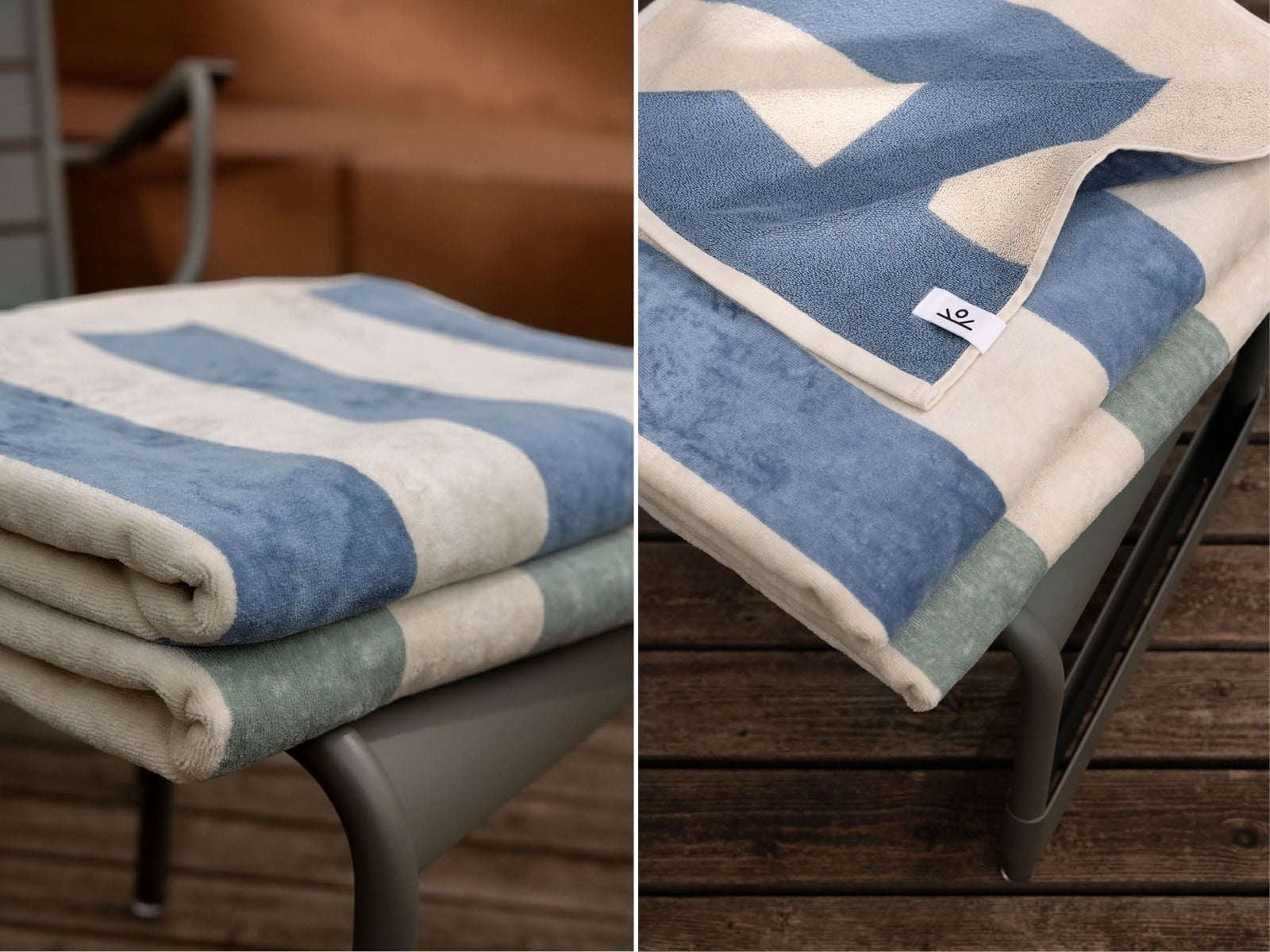 Drap de plage en velours à rayures bleu délavé 100x180 - 1 pc