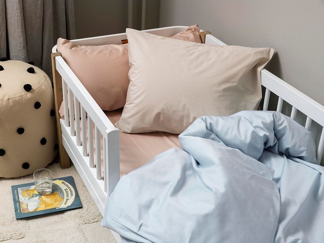 Housse de couette enfant satin de coton bleu ciel