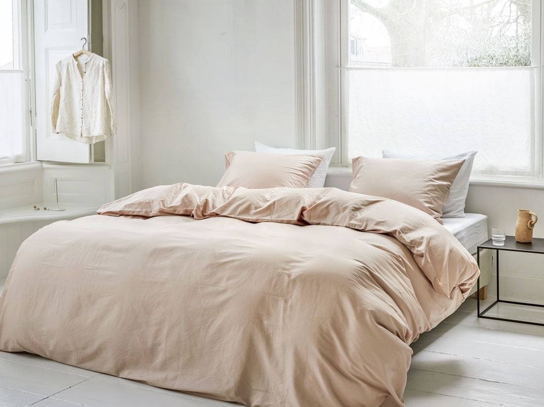 Housse de couette satin de coton rose poussiéreux