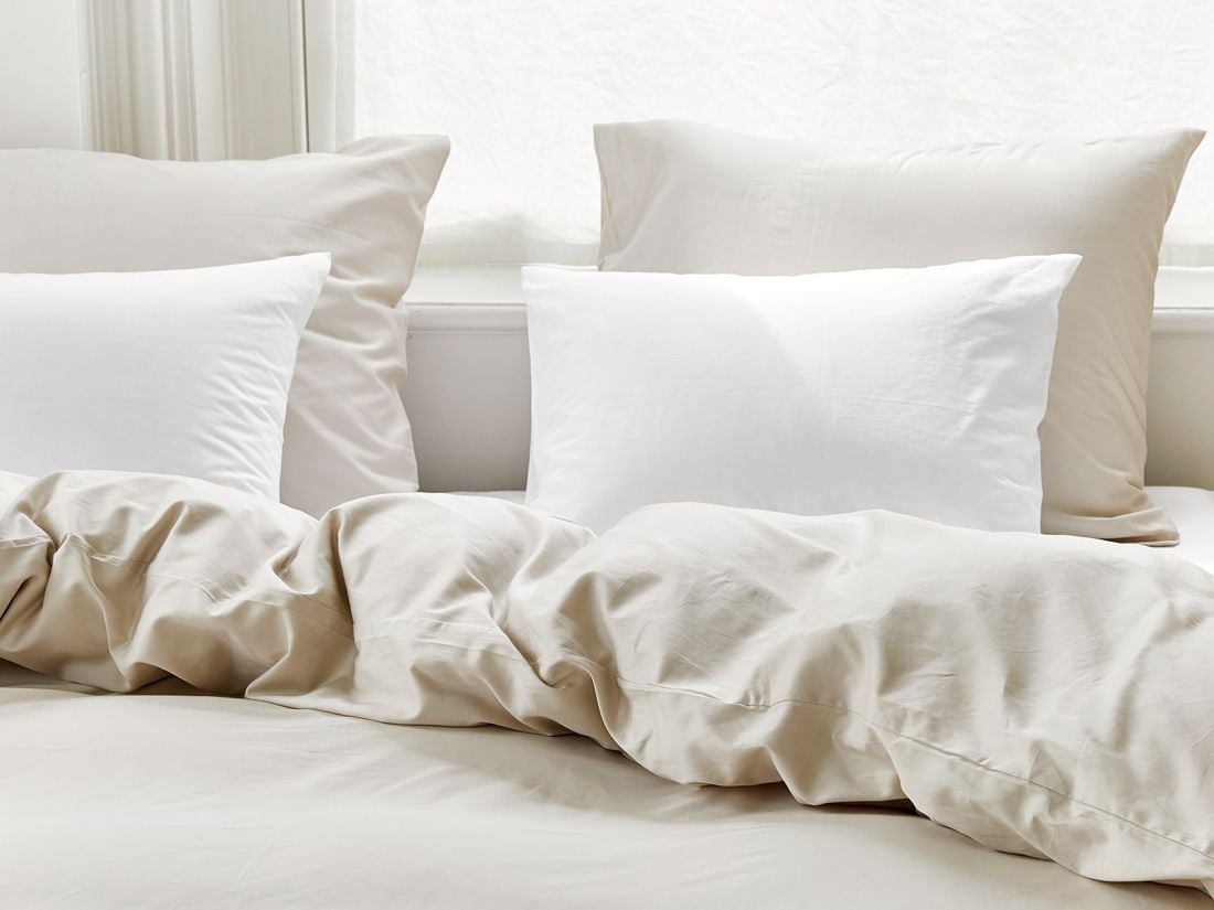 Taie d'oreiller satin de coton gris sable