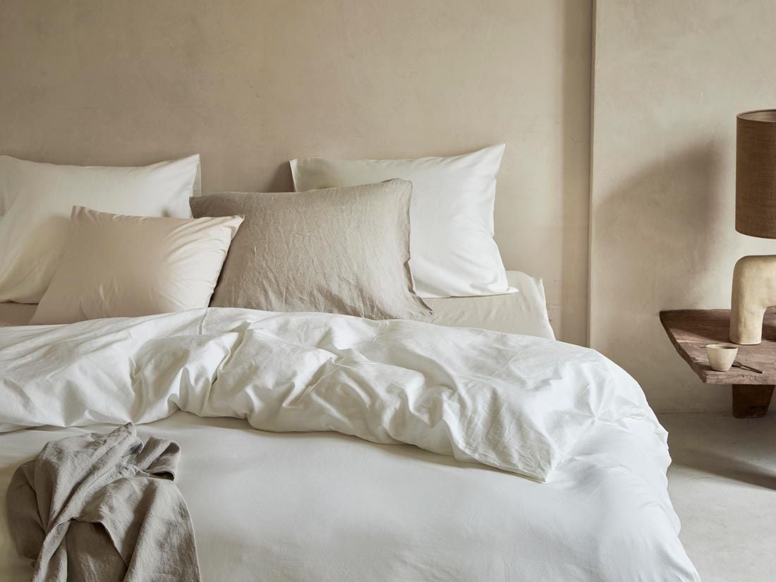 Housse de couette satin de coton blanc chaud