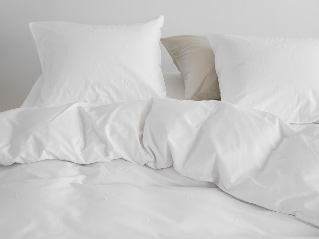 Housse de couette satin de coton lune blanche