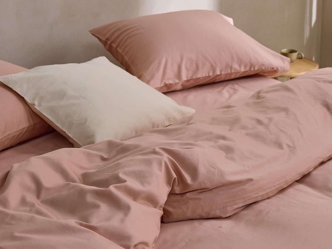 Housse de couette satin de coton rose cosmos