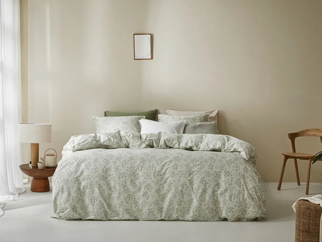 Housse de couette satin de coton fleur naturelle 200x220
