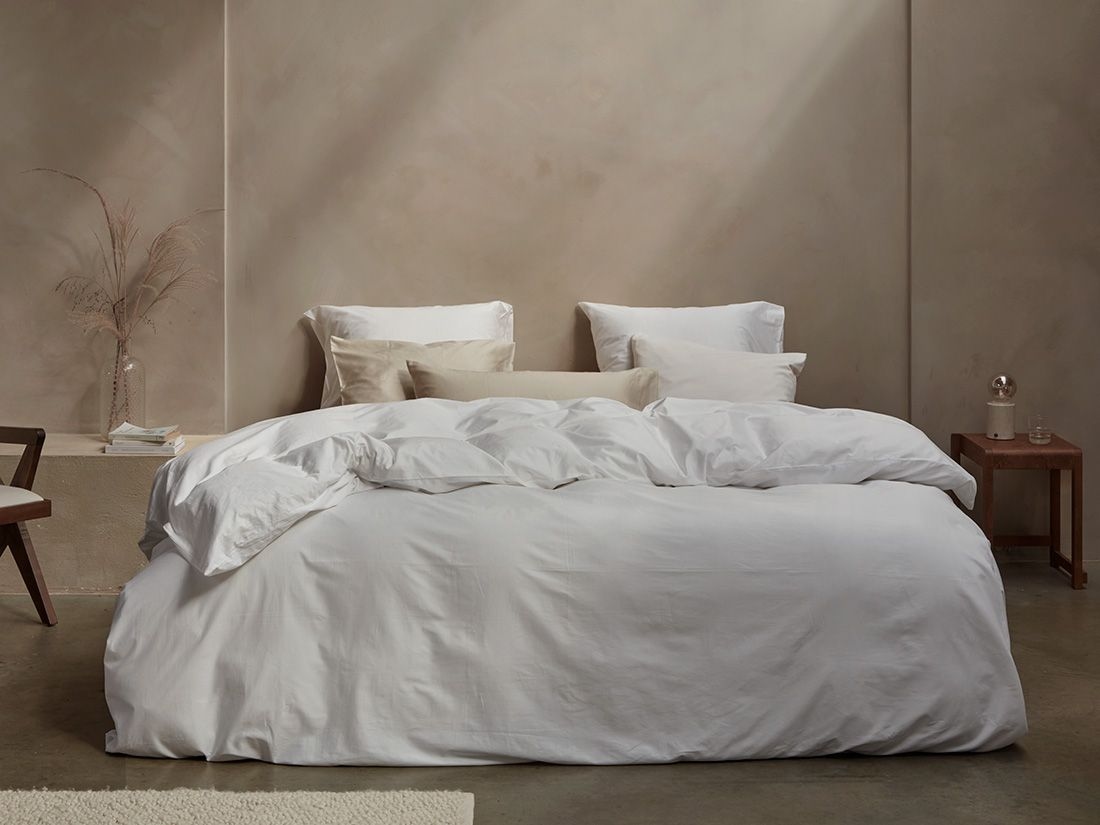 Parure de lit satin de coton blanc pur