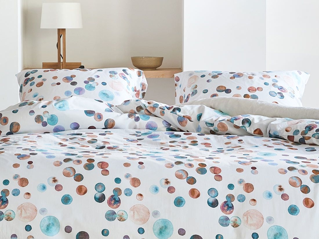 Taie d'oreiller percale de coton points d'aquarelle