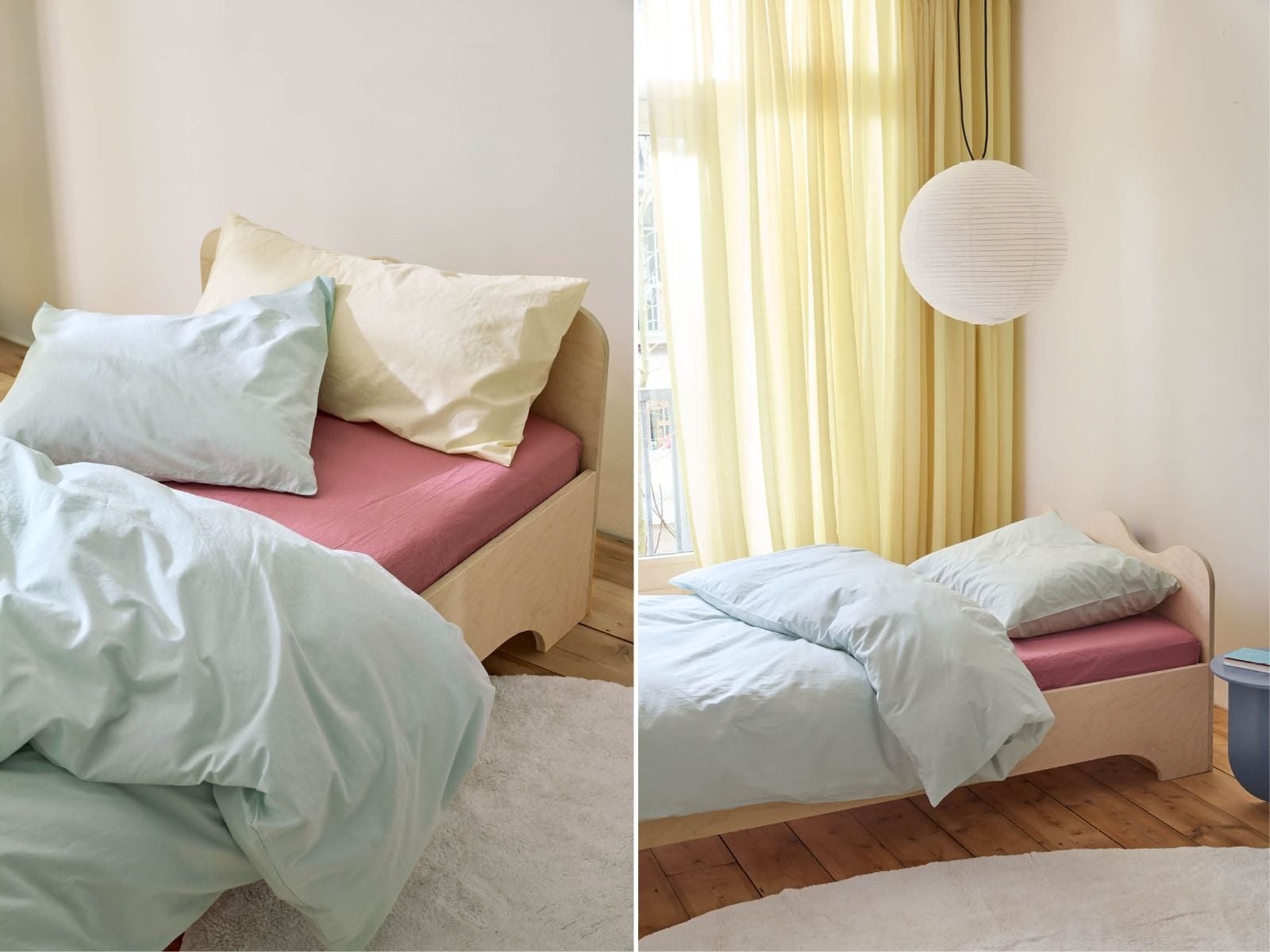 Housse de couette enfant percale de coton bleu pétillant