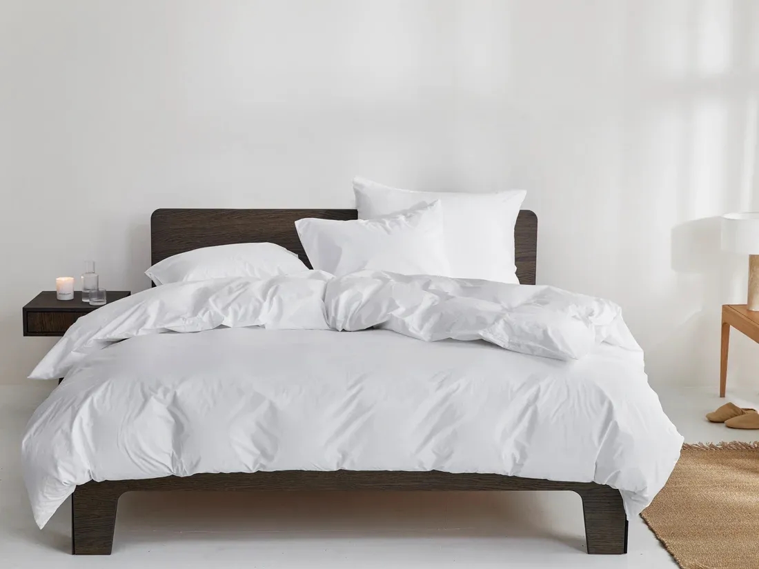 Parure de lit percale de coton blanc pur