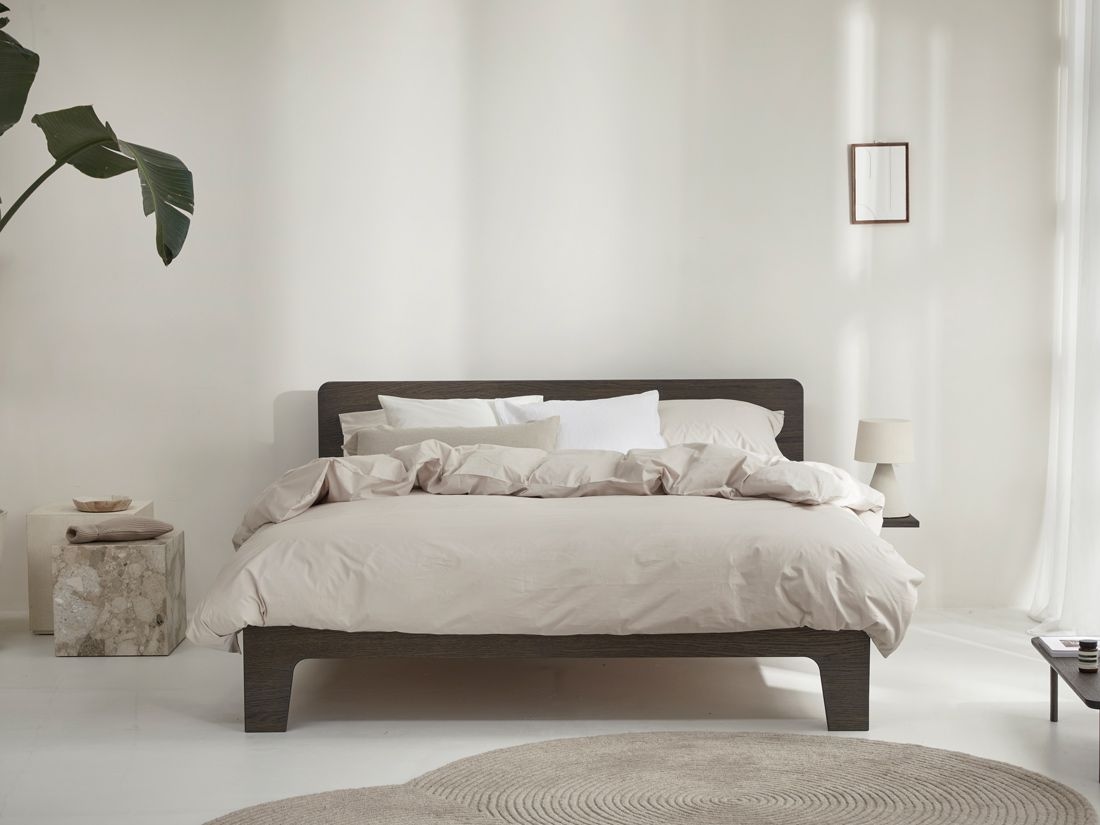 Parure de lit percale de coton blanc sable