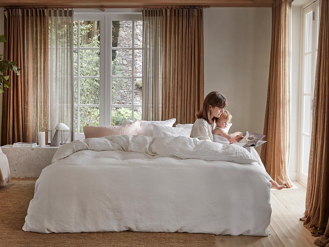 Housse de couette lin lavé blanc pur