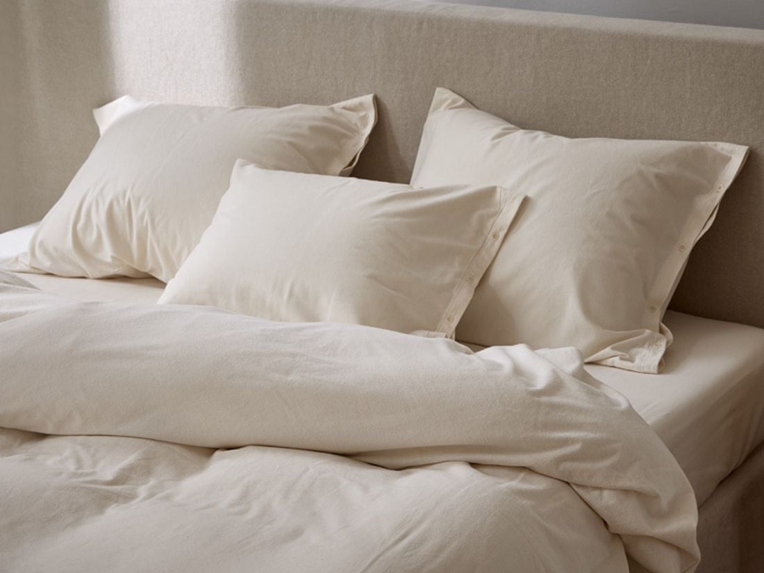Taie d'oreiller flanelle de coton naturel