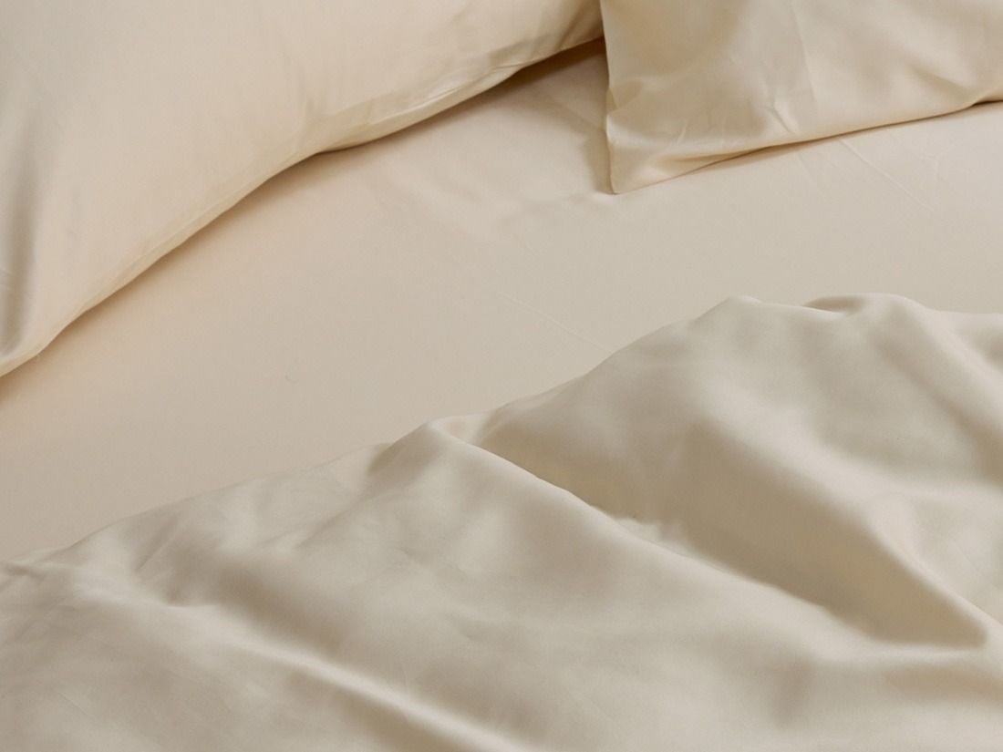 Drap-housse satin de coton lait d’amande