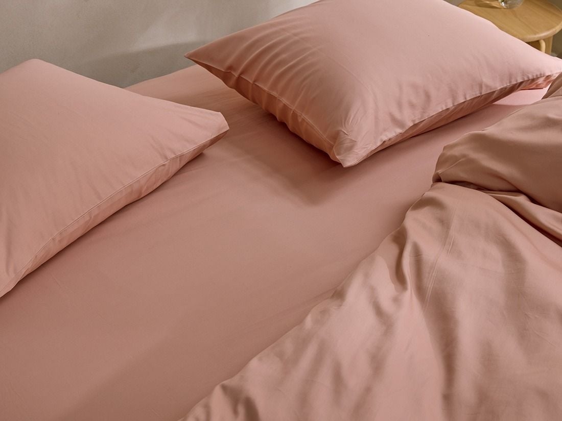Drap-housse satin de coton rose cosmos