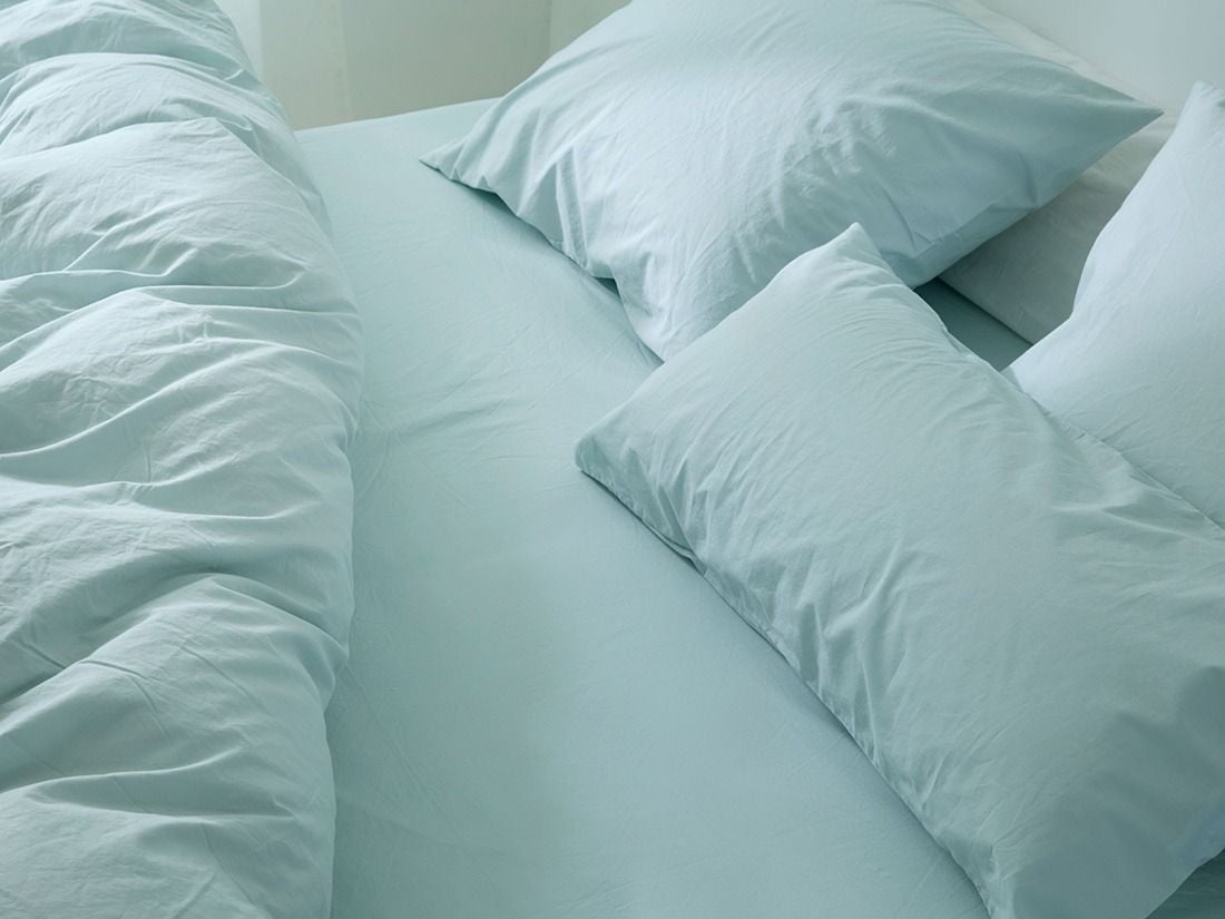 Drap-housse percale de coton bleu pétillant