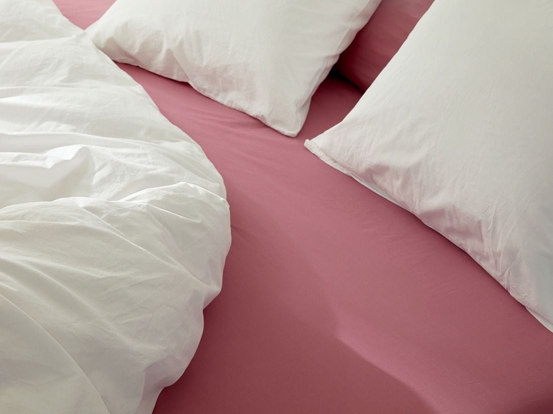 Drap-housse percale de coton rêve framboise