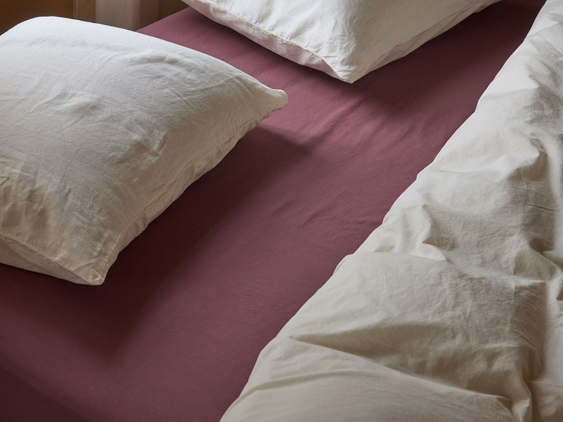 Drap-housse percale de coton framboise intense