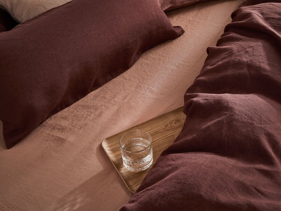 Drap-housse lin lavé noisette