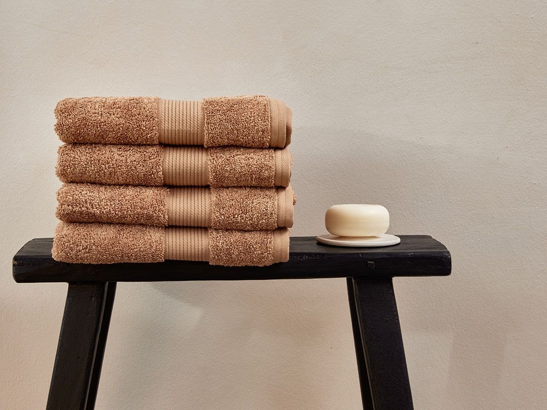 Serviettes de toilette éponge miel 50x100 - 4 pcs