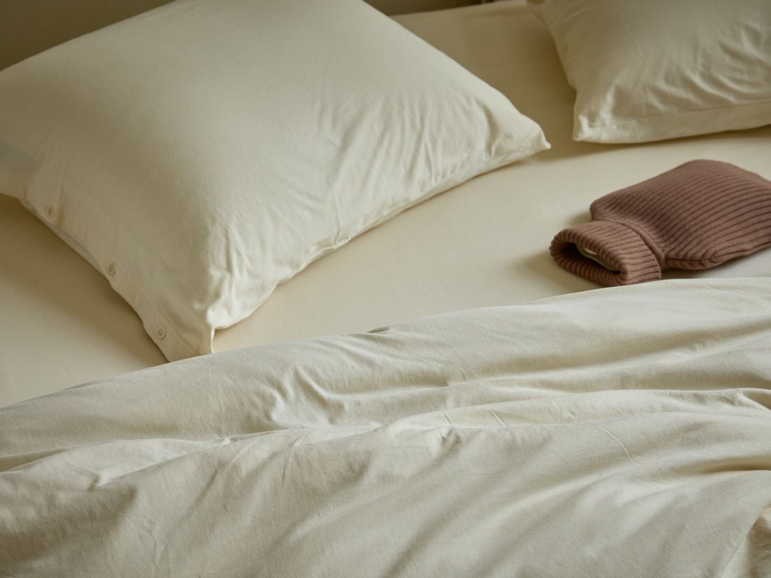 Housse de bouillotte en coton marron cacao 36x20