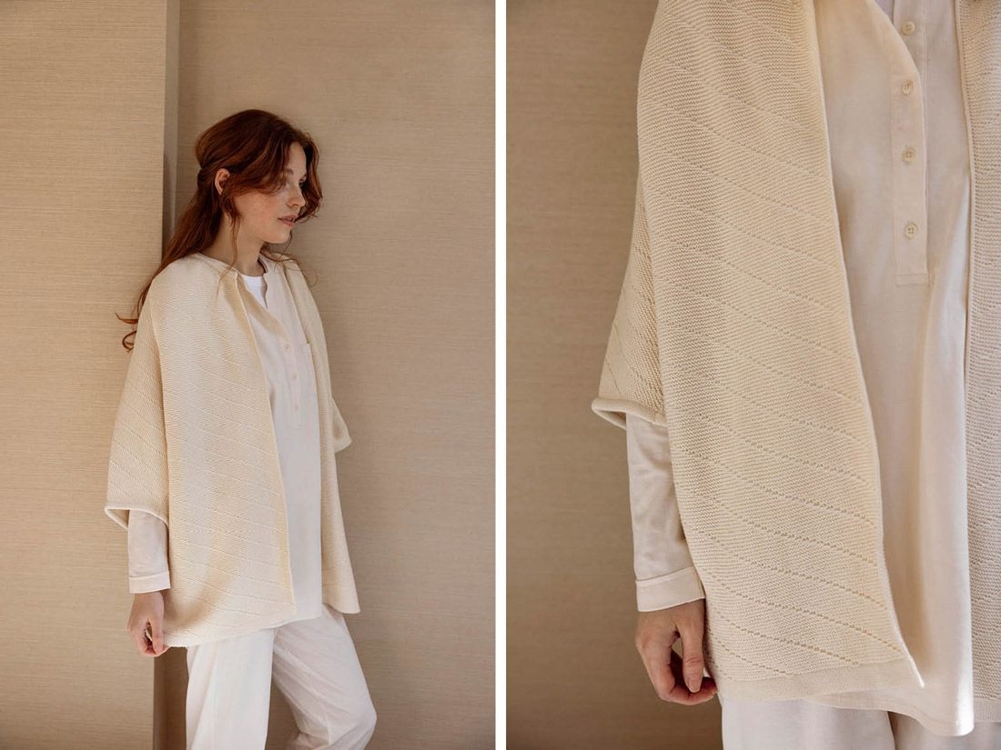 Veste de kimono en maille de coton blanc chaud