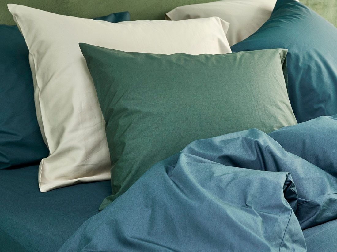 Taie d'oreiller percale de coton vert forêt