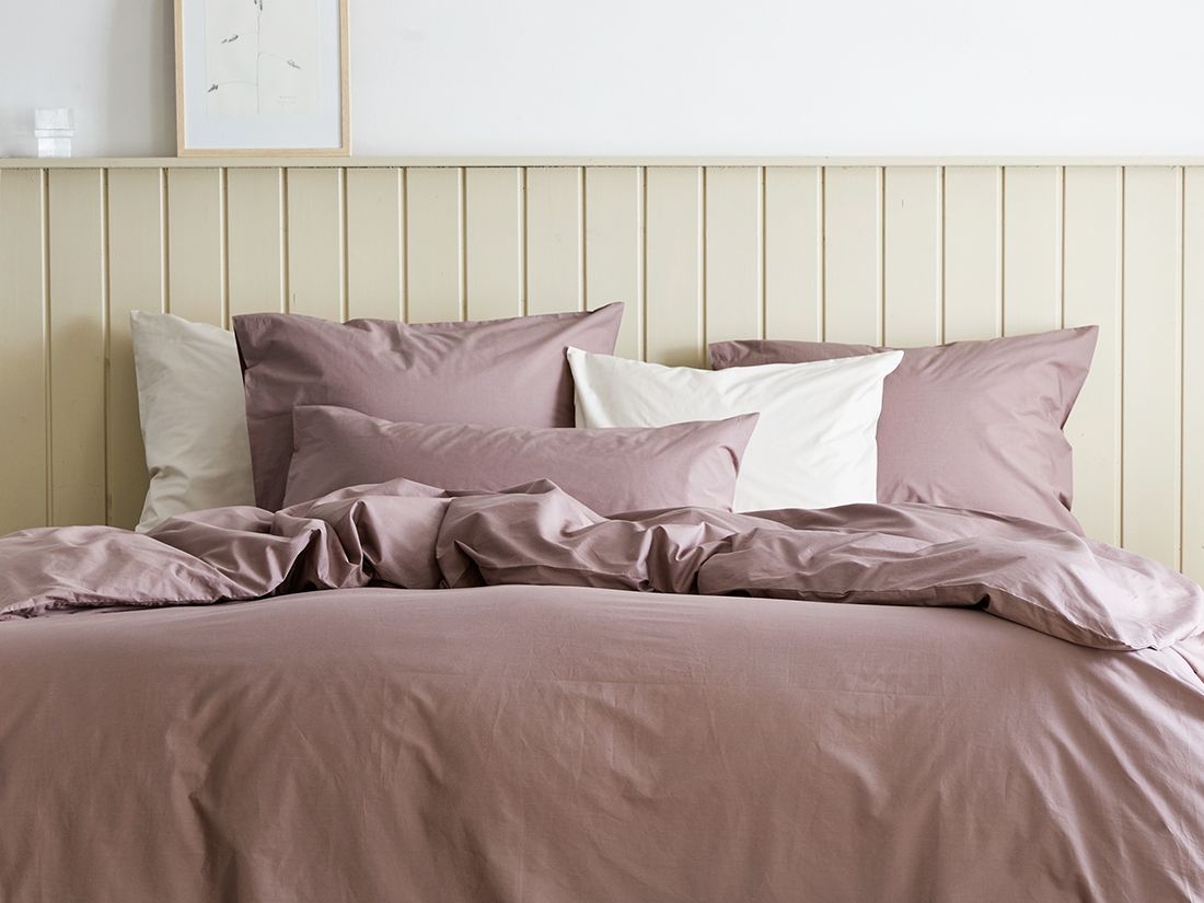 Parure de lit percale de coton mauve