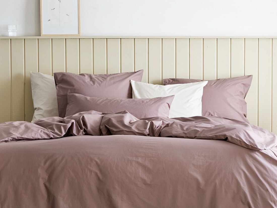 Parure de lit percale de coton mauve