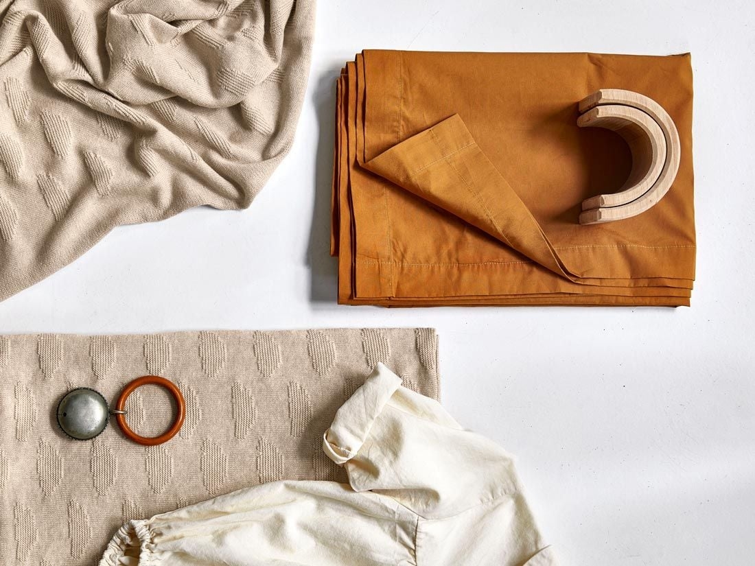 Drap plat enfant percale de coton jaune ocre