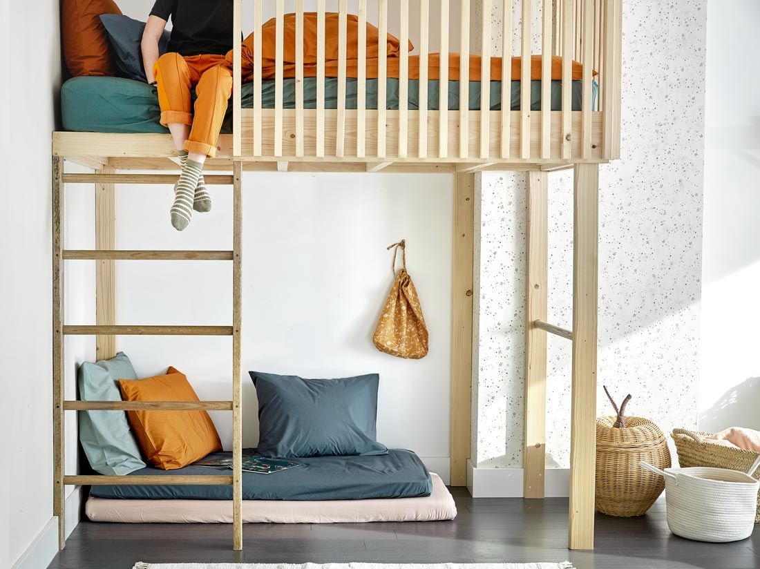 Housse de couette enfant percale de coton jaune ocre