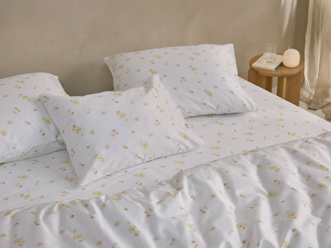 Drap-housse satin de coton vallée fleurie