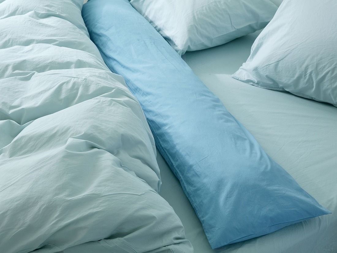 Taie de traversin percale de coton bleu lagon 37x160
