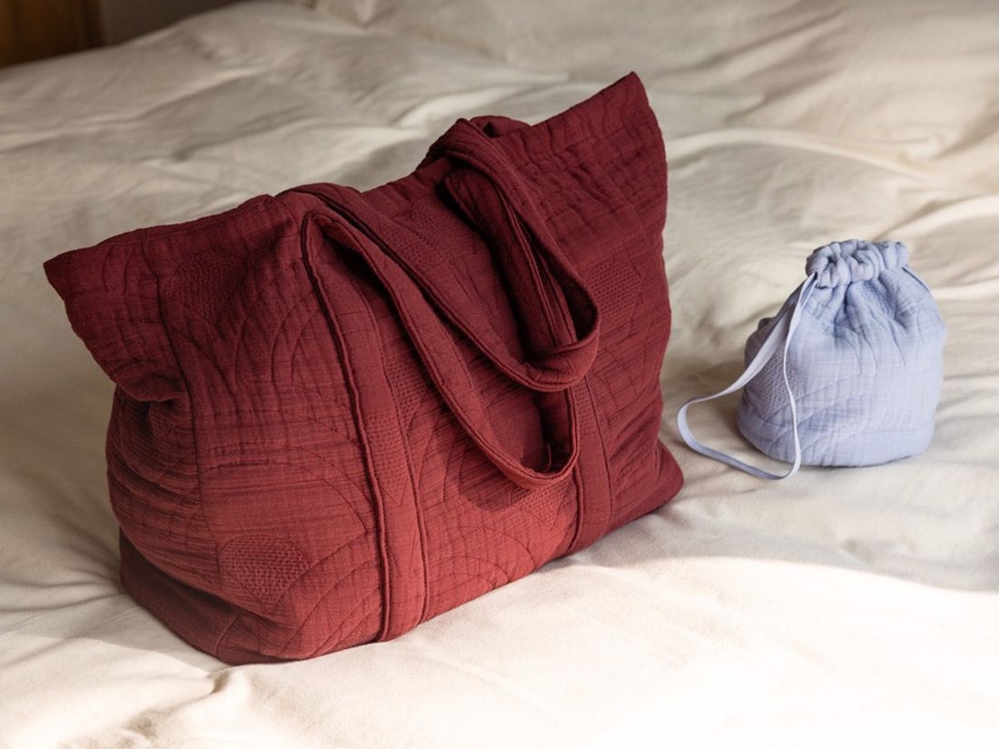 Sac cabas en mousseline de coton arc bordeaux