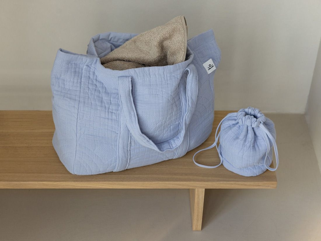 Sac cabas en mousseline de coton arc bleu lavande